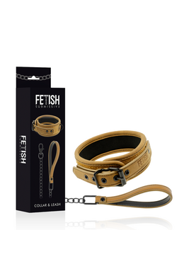 Fetish Submisive Set: Handcuffs and Collar with Chain for BDSM Play