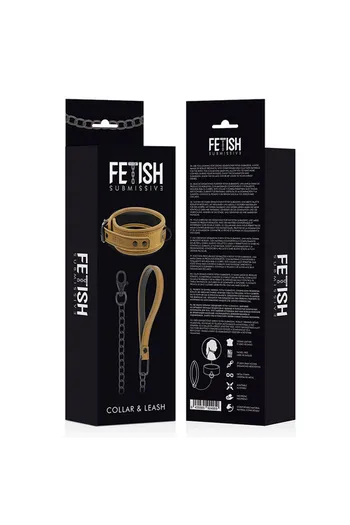 Fetish Submisive Set: Handcuffs and Collar with Chain for BDSM Play