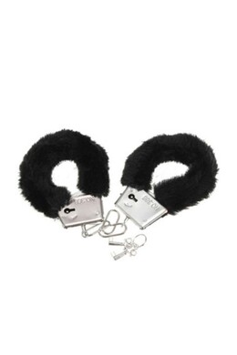 Soft Plush-Lined Metal Handcuffs in Black