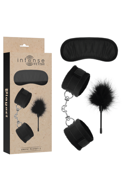 INTENSE FETISH Erotic Set: Vegan Leather Cuffs, Mask & Feather Tickler