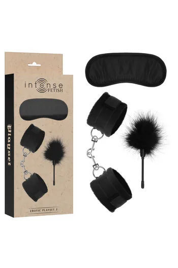 Set Erotico INTENSE FETISH: Cuffs, Maschera e Piumino in Pelle Vegana