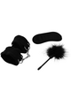 INTENSE FETISH Erotic Set: Vegan Leather Cuffs, Mask & Feather Tickler