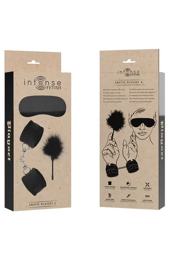 Set Erotico INTENSE FETISH: Cuffs, Maschera e Piumino in Pelle Vegana