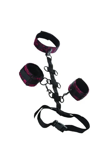 Scandal Bondage Collar: Luxury Restraint in Red and Black Brocade