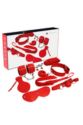 Kit Experience Black: Set Bondage BDSM Completo in Pelle Sintetica Rossa