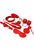 Kit Experience Black: Set Bondage BDSM Completo in Pelle Sintetica Rossa