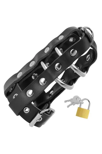 Darkness Chastity Cage in Vegan Leather - Extreme BDSM Play