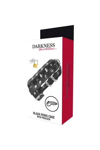 Darkness Chastity Cage in Vegan Leather - Extreme BDSM Play