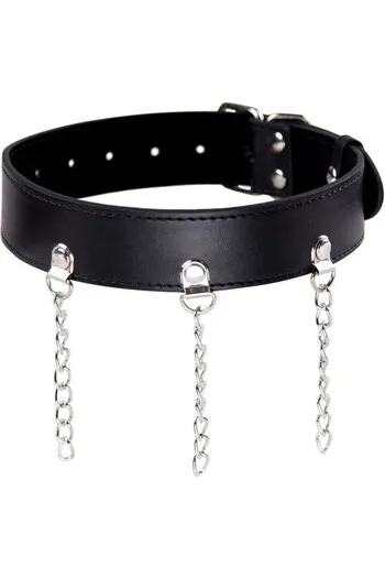 Fetish Collar with Synthetic Leather and Rings | OHMAMA - High-Quality Accessories