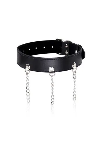 Fetish Collar with Synthetic Leather and Rings | OHMAMA - High-Quality Accessories