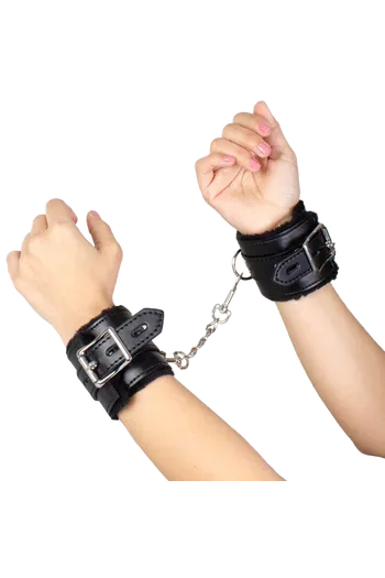 Silver Chain Synthetic Leather Bondage Cuffs - Comfortable and Secure