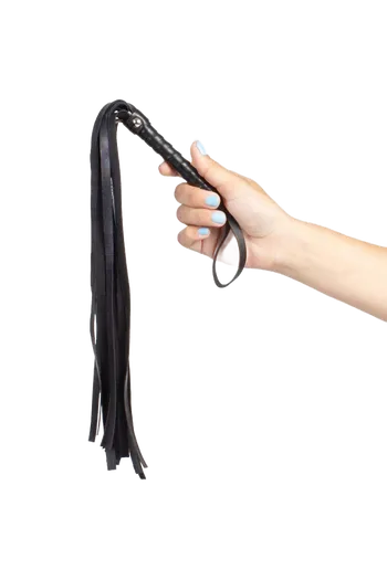 Sensual BDSM Whip with Fringe - Elegant Synthetic Leather Accessory for Erotic Play