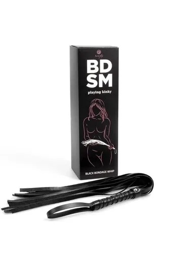 Sensual BDSM Whip with Fringe - Elegant Synthetic Leather Accessory for Erotic Play
