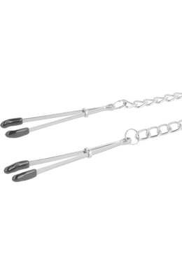 Darkness Nipple Clamps with Chain - High-Quality Unisex Fetish Accessory