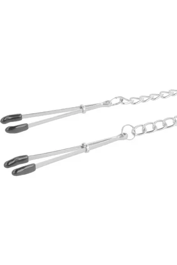Darkness Nipple Clamps with Chain - High-Quality Unisex Fetish Accessory