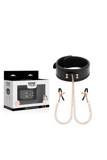 Gioco Bondage con Catena d'Argento e Pinze per Capezzoli - BEGME