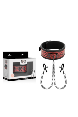 Bondage Nipple Clamp Set with Adjustable Collar - BEGME