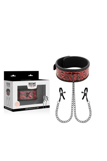 Bondage Nipple Clamp Set with Adjustable Collar - BEGME
