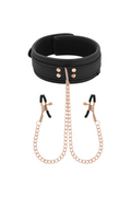 Collare BDSM con pinze per capezzoli e catena
