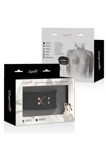 BDSM Collar with Nipple Clamps and Chain