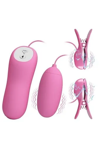 Vibrating Nipple Clamps and Egg - 7 Vibration Functions + Electric Stimulation | Pretty Love