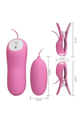 Pinze Vibranti per Capezzoli e Uova - 7 Funzioni di Vibrazione + Stimolazione Elettrica | Pretty Love
