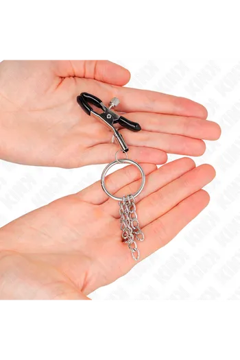 KINK - MORSETTO PER CAPEZZOLO O RING E CATENELLA ARGENTO 6 CM