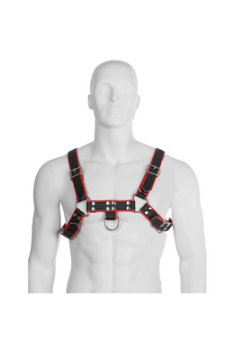 LEATHER BODY - CATENA HARNESS III NERO / ROSSO