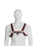 LEATHER BODY - CATENA HARNESS III NERO / ROSSO