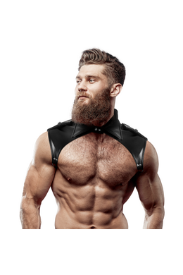 FETISH SUBMISSIVE ATTITUDE - IMBRACATURA PER IL COLLO IN ECOPELLE REGOLABILE DA UOMO BRIGADE