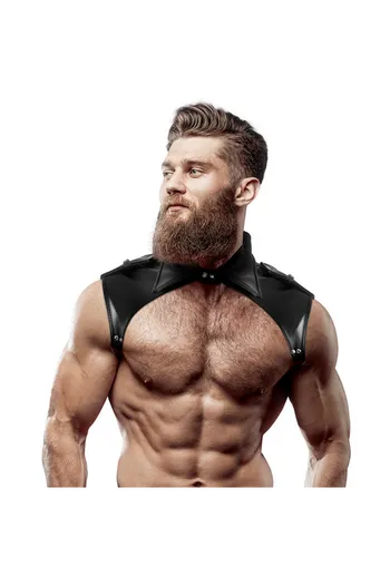 FETISH SUBMISSIVE ATTITUDE - IMBRACATURA PER IL COLLO IN ECOPELLE REGOLABILE DA UOMO BRIGADE