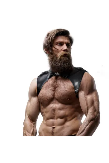 FETISH SUBMISSIVE ATTITUDE - IMBRACATURA PER IL COLLO IN ECOPELLE REGOLABILE DA UOMO BRIGADE