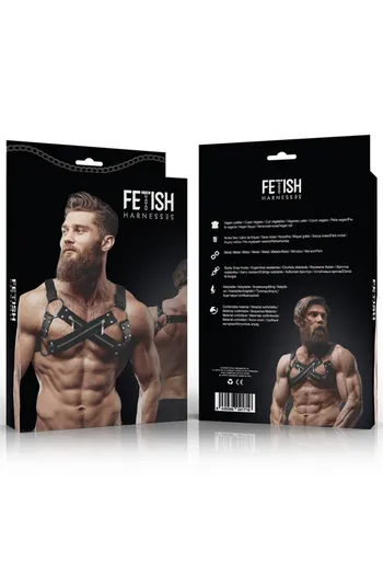 FETISH SUBMISSIVE ATTITUDE - IMBRACATURA BULLDOG IN NEOPRENE REGOLABILE CON CERNIERE PER UOMINI