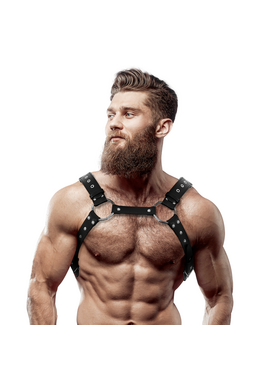 FETISH SUBMISSIVE ATTITUDINE - IMBRACATURA PER IL PETTO IN ECOPELLE DA UOMO CON BORCHIE