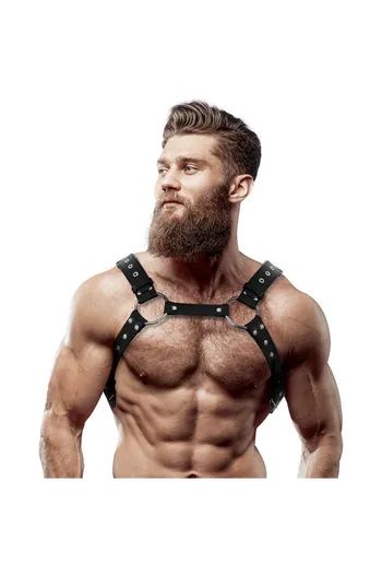 FETISH SUBMISSIVE ATTITUDINE - IMBRACATURA PER IL PETTO IN ECOPELLE DA UOMO CON BORCHIE