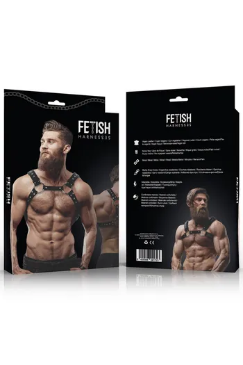 FETISH SUBMISSIVE ATTITUDINE - IMBRACATURA PER IL PETTO IN ECOPELLE DA UOMO CON BORCHIE