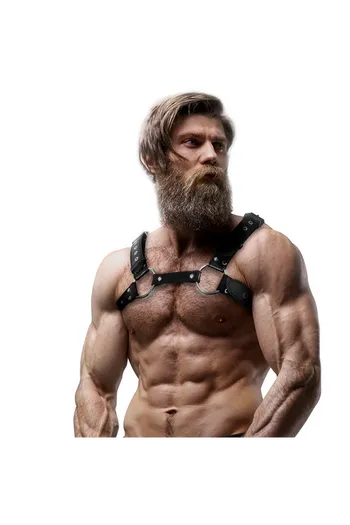 FETISH SUBMISSIVE ATTITUDINE - IMBRACATURA PER IL PETTO IN ECOPELLE DA UOMO CON BORCHIE