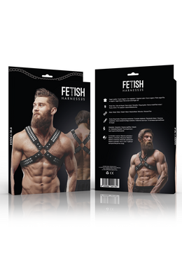 FETISH SUBMISSIVE ATTITUDE - IMBRACATURA IN ECOPELLE CON PETTO INCROCIATO DA UOMO CON RIVETTI