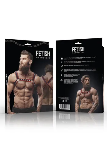 FETISH SUBMISSIVE ATTITUDINE - IMBRACATURA PER BULLDOG IN ECOPELLE DA UOMO NERA/ROSSA