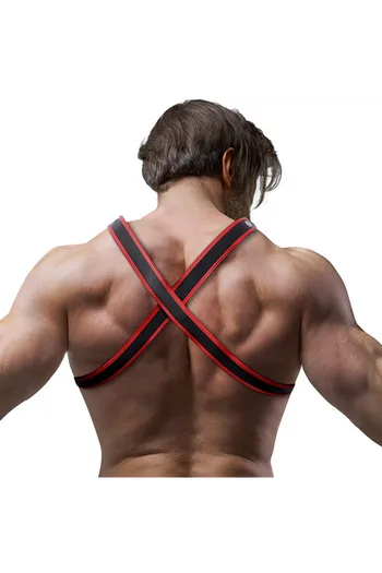 FETISH SUBMISSIVE ATTITUDINE - IMBRACATURA PER BULLDOG IN ECOPELLE DA UOMO NERA/ROSSA