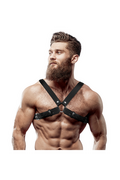 FETISH SUBMISSIVE ATTITUDE - IMBRACATURA REGOLABILE IN ECOPELLE PER UOMO CON INCROCIO PER BULLDOG