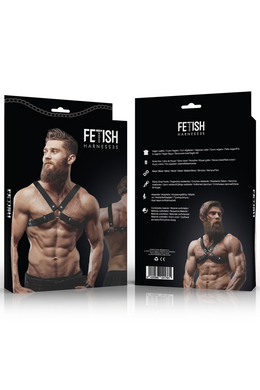 FETISH SUBMISSIVE ATTITUDE - IMBRACATURA REGOLABILE IN ECOPELLE PER UOMO CON INCROCIO PER BULLDOG