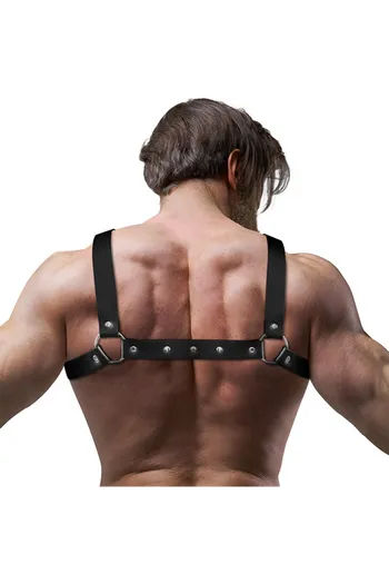 FETISH SUBMISSIVE ATTITUDE - IMBRACATURA REGOLABILE IN ECOPELLE PER UOMO CON INCROCIO PER BULLDOG