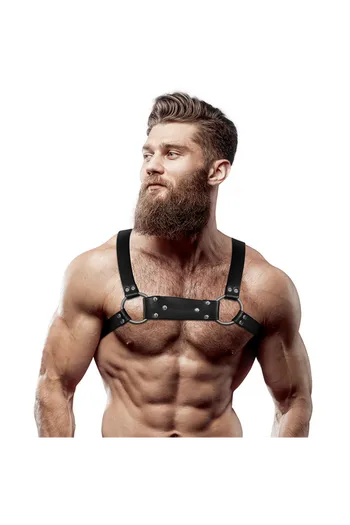 FETISH SUBMISSIVE ATTITUDINE - IMBRACATURA PER IL PETTO IN ECOPELLE DA UOMO PER BULLDOG TAGLIA M/L