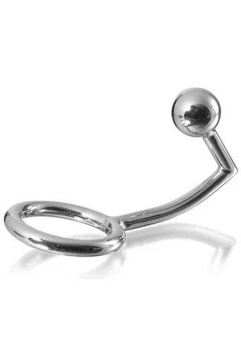 Steel Cock Ring with Anal Ball - Surgical Grade BDSM Pleasure Device
