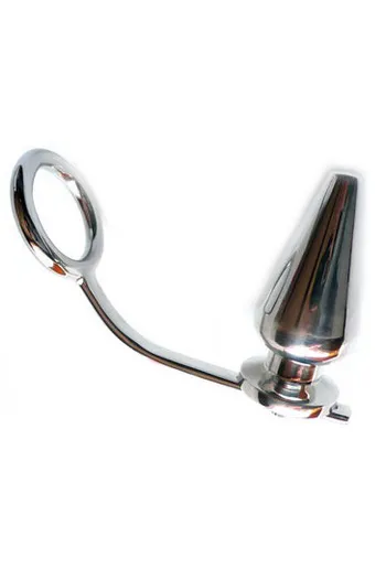 Anello Penieno con Plug Anale in Acciaio Chirurgico - Piacere Estremo BDSM