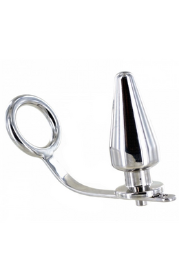 BDSM Cock Ring with Anal Plug in Surgical Steel - Extreme Pleasure