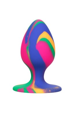 Trippy Cheeky Medium Tie Dye Plug - Silicone Anal Toy with Suction Cup Base