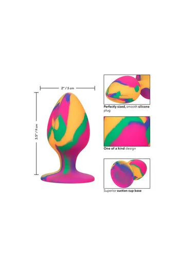 Trippy Cheeky Medium Tie Dye Plug - Adventurous Anal Play in Silicone