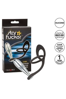 Star Glider Plug: Dual Silicone Enhancer with Metal Probe for Customized Pleasure